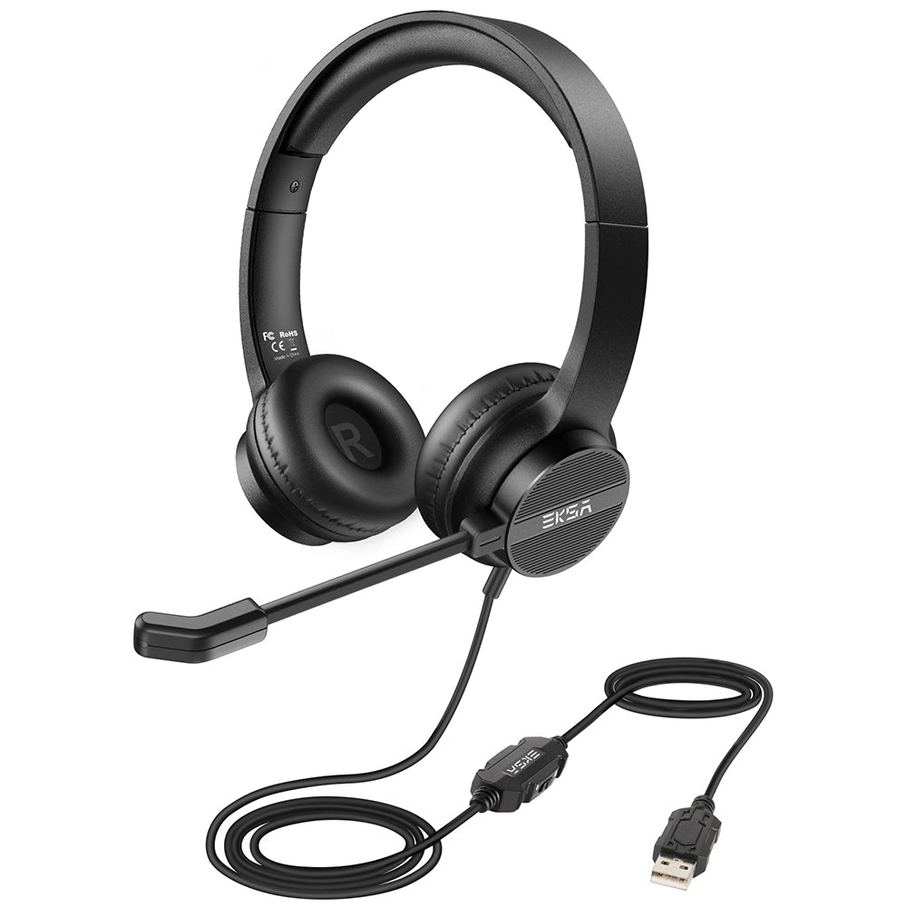 EKSA H12E USB Wired Over-ear Headphone Call Operator ENC Noise-cancelling Headset with Rotatable Microphone EKSA H12E USB Wired Over-ear Headphone Call Operator ENC Noise-cancelling Headset with Rotatable Microphone